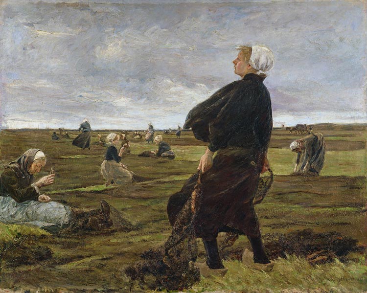 'Die Netzflickerinnen in Katwijk' door Max Liebermann
