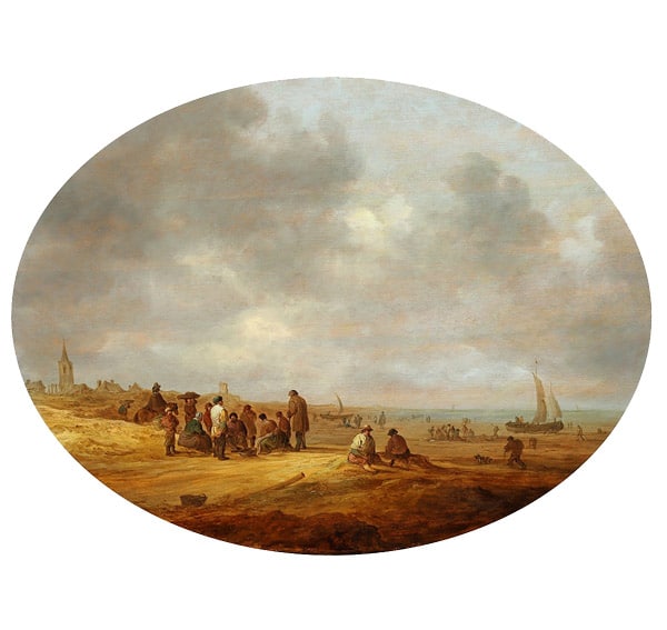 Een strandtafereel met visverkopers te Katwijk door Van Goyen