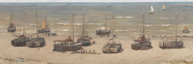Bomschuiten-op-het-strand-in-Schevening-Mesdag